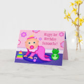 Carte Baby Girl First Birthday Greeting Card - Custom (Fleur jaune)