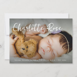 Carte Baby girl Nom Photo personnalisée moderne Statisti