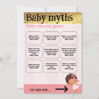 Carte Baby Girl rose et or Babyshower jeu