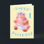 Carte Baby Hippo Funny Birthday Card - Personnalisable<br><div class="desc">Baby Hippo Funny Birthday Cards - MIGNED Peinture - Personnalisable</div>
