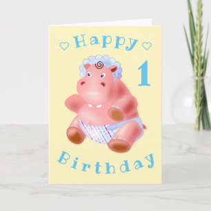 Carte Baby Hippo Funny Birthday Card - Personnalisable