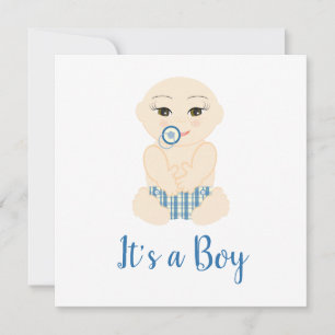 Carte Baby je Vais Illustration in Blue Shades Design