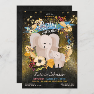 Carte Baby Mama Elephant Floral Boho Baby shower