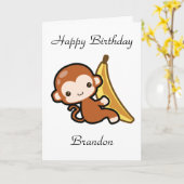 Carte Baby Monkey Personnalisable À L'Anniversaire De La (Fleur jaune)