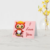 Carte Baby Owl Love Heart Cartoon Note Card (Fleur jaune)