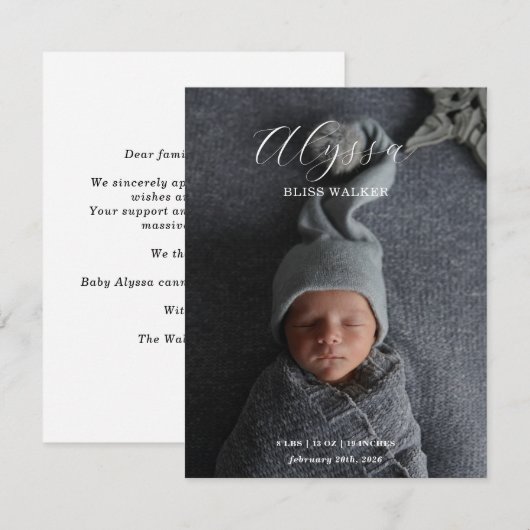Carte Baby Photo Announcement card (Devant / Derrière)