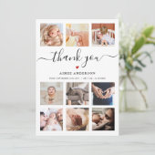 Carte Baby shower 9 photo collage merci chic script (Debout devant)