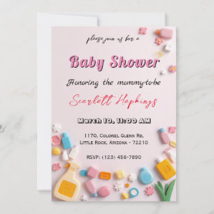 Carte Baby shower adorable avec bébé Essentials