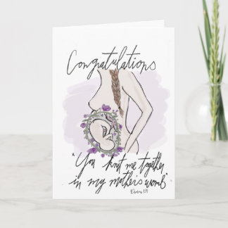 Carte baby shower, aquarelle florale/verte
