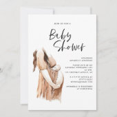 Carte Baby shower aquarelle illustration script simple (Devant)