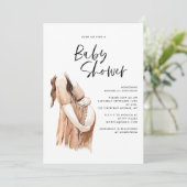 Carte Baby shower aquarelle illustration script simple (Debout devant)