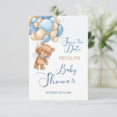 Carte Baby shower Bear Balloons Enregistrer la date (Debout devant)