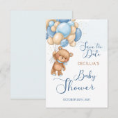 Carte Baby shower Bear Balloons Enregistrer la date (Devant / Derrière)