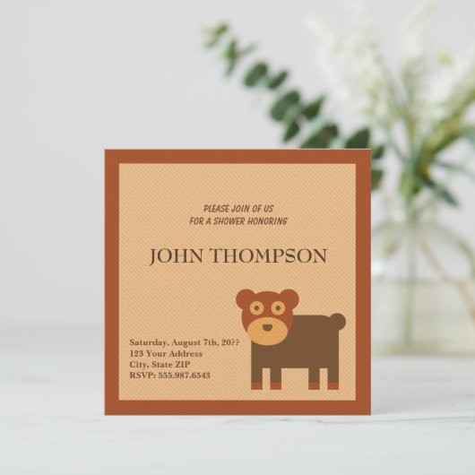 Carte Baby shower bébé chien chien chien chien chi (Debout devant)