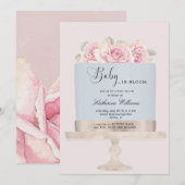 Carte baby shower bébé en fleur de gâteau fleuri invitat (Devant / Derrière)