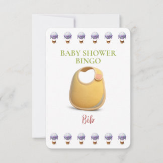 Carte Baby Shower Bingo Card, Funny Game- Bib