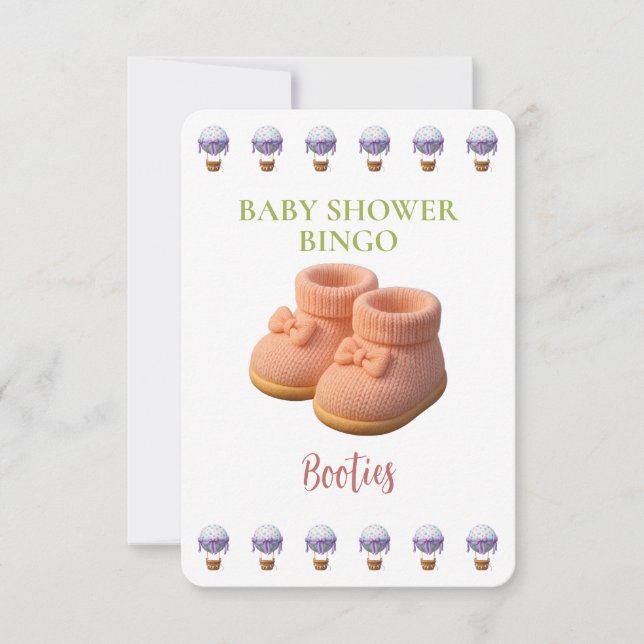Carte Baby Shower Bingo Card, Funny Game- Booties (Devant)