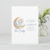 Carte Baby shower blanche et bleue (Debout devant)