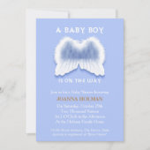 Carte Baby shower Blue Angel Wings (Devant)