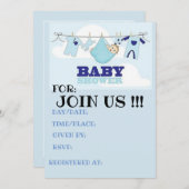 Carte baby shower BLUE BOY (Devant / Derrière)