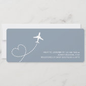 Carte Baby shower Boarding Pass Plane Dusty Blue Ticket (Dos)