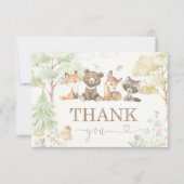 Carte Baby shower Bois Animaux Merci (Devant)