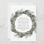 Carte Baby shower botanique de l'aquarelle d'hiver merci (Dos)