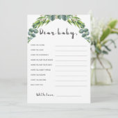 Carte Baby shower Botanique Eucalyptus souhaits pour béb (Debout devant)