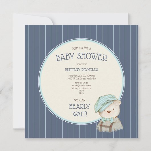 Carte Baby shower Boy Boy Bleu (Devant)