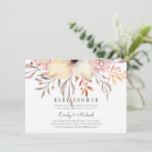 Carte BABY SHOWER BUDGÉTAIRE Peach Rose Floral (Debout devant)