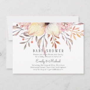 Carte BABY SHOWER BUDGÉTAIRE Peach Rose Floral