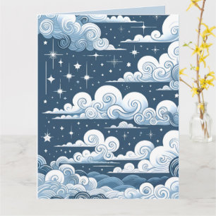 Carte Baby shower céleste blanc
