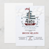 Carte Baby shower, C'EST UN GARÇON, DOUCHE NAUTIQUE (Devant / Derrière)