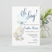 Carte Baby shower, C'est un garçon, Eléphant garçon Douc (Debout devant)