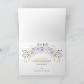 Carte Baby shower chic violet floral éléphant Merci (Intérieur)
