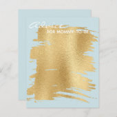 Carte baby shower "Classic Gold/Blue" (Devant / Derrière)