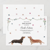 Carte Baby shower Dachshund Chien (Devant / Derrière)
