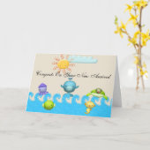 Carte Baby shower d'animaux de mer mignons (Fleur jaune)