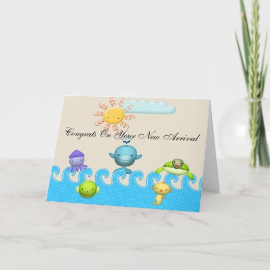 Carte Baby shower d'animaux de mer mignons (Devant)