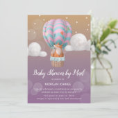 Carte baby shower d'animaux en ballon d'avion par courri (Debout devant)