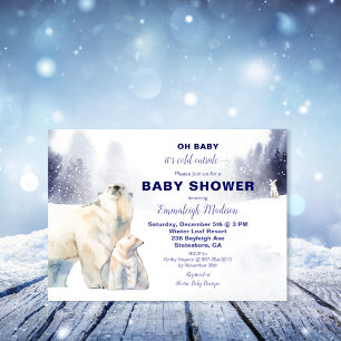Carte Baby shower d'aquarelle de l'ours polaire