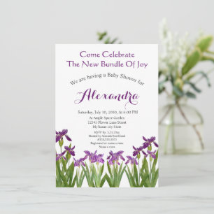 Carte Baby shower d'aquarelle Floral Iris personnalisé