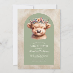 Carte Baby shower d'arc de vache de Highland