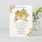 Carte Baby shower d'automne Citrouille Parties sci (Debout devant)