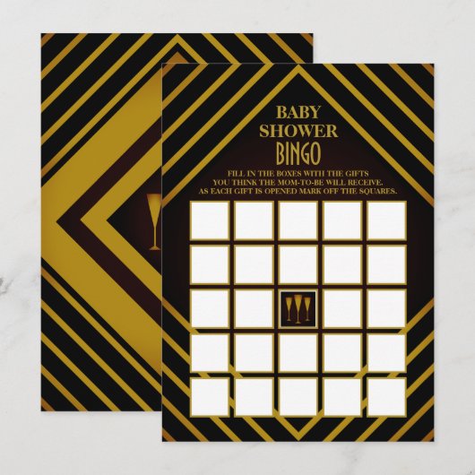 Carte Baby shower de Bingo Gatsby Gold 2020 (Devant / Derrière)