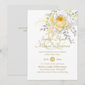 Carte Baby shower de bouquet Rose en or blanc (Devant / Derrière)