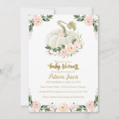 Carte Baby shower de Citrouille de chute rose or Floral (Devant)