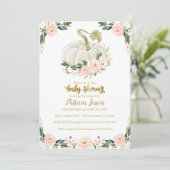 Carte Baby shower de Citrouille de chute rose or Floral (Debout devant)