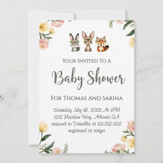 Carte Baby shower de conception des bois (Devant)