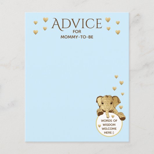 Carte baby shower de conseil Elephant Blue (Devant)